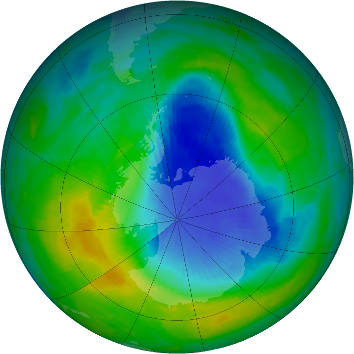 Antarctic ozone map for 24 November 1985